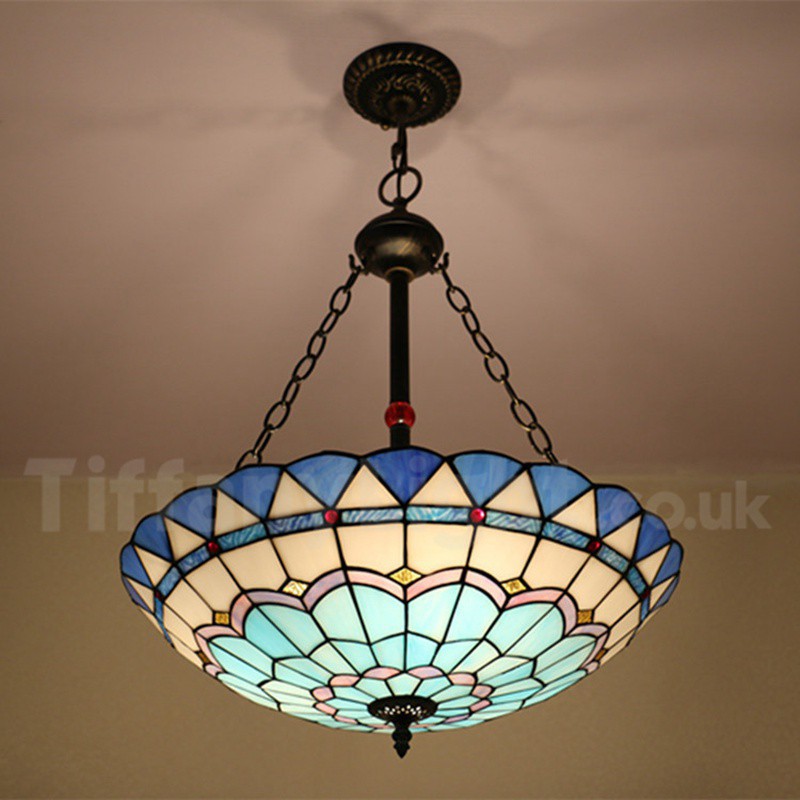 24 Inch European Stained Glass Tiffany Pendant Light