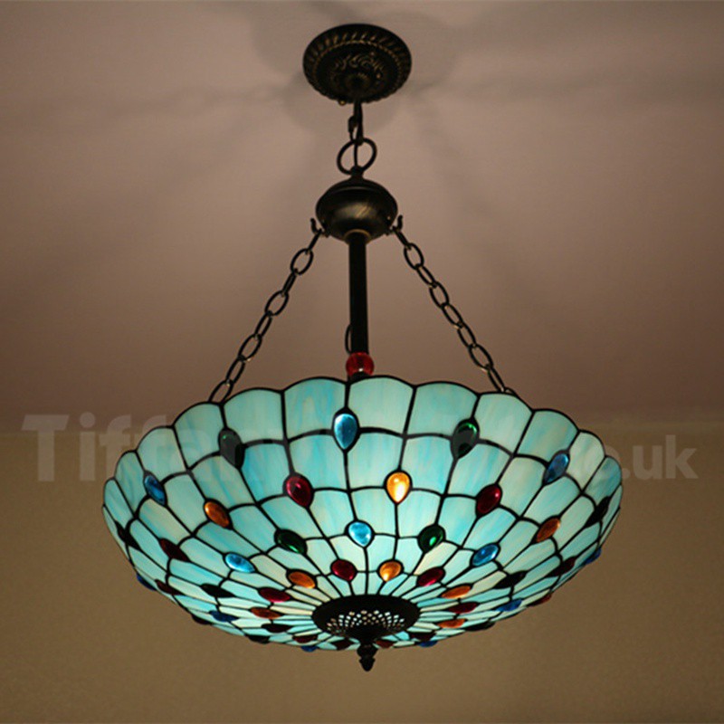 24 Inch European Stained Glass Tiffany Pendant Light